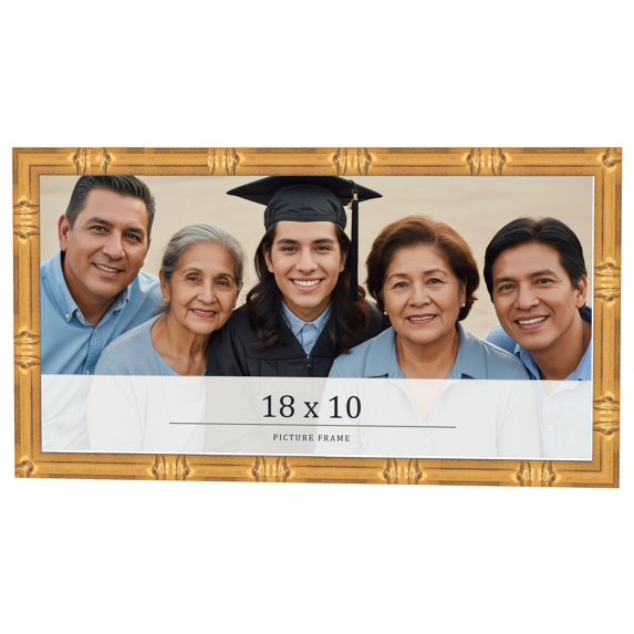 18x10 Frame Gold Bamboo Solid Wood Picture Frame | 1 Inch Moulding Width | Interior Frame Depth
