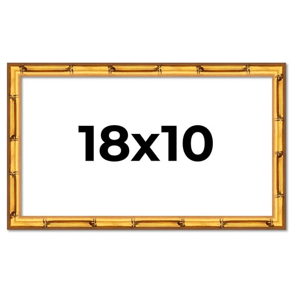 18x10 Frame Gold Bamboo Solid Wood Picture Frame | 1 Inch Moulding Width | Interior Frame Depth