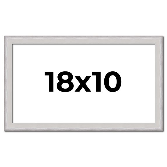 18x10 Frame Silver Inner Slope Bevel Picture Frame | 1 Inch Moulding Width | 0.75 Inch Rabbet Depth