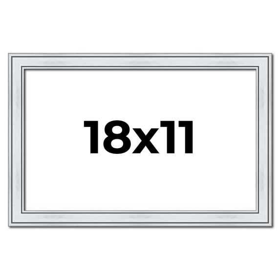 18x11 Frame Sterling Silver Solid Wood Picture Frame | 1.25 Inch Moulding Width | 0.75 Inch