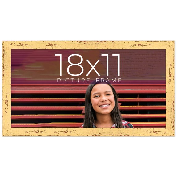 18x11 Frame Yellow Real Wood Picture Frame Width 1.25 inches | Interior Frame Depth 0.5 inches |