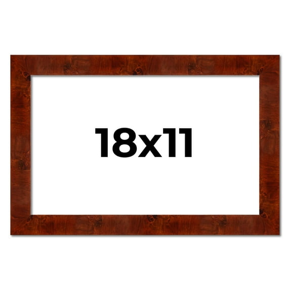 18x11 Walnut Brown Veneer Real Wood Picture Frame Width 1.75 inches | Interior Frame Depth 0.5