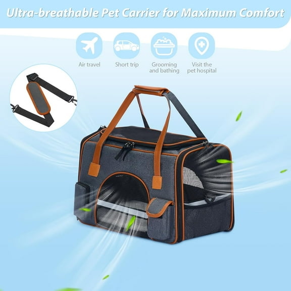 18x11x11 Inches   - Soft Pet Travel Bag for Cats, Dogs, Rabbits  to 17 lbs