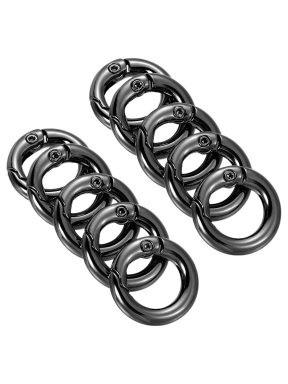 18x11x3.5mm Round Zinc Alloy Spring Gate O Ring Snap Clip Buckle, Black 10 Pack