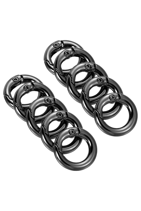 18x11x3.5mm Round Zinc Alloy Spring Gate O Ring Snap Clip Buckle, Black 10 Pack