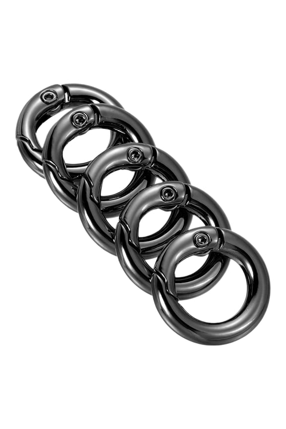 18x11x3.5mm Round Zinc Alloy Spring Gate O Ring Snap Clip Buckle, Black 5 Pack