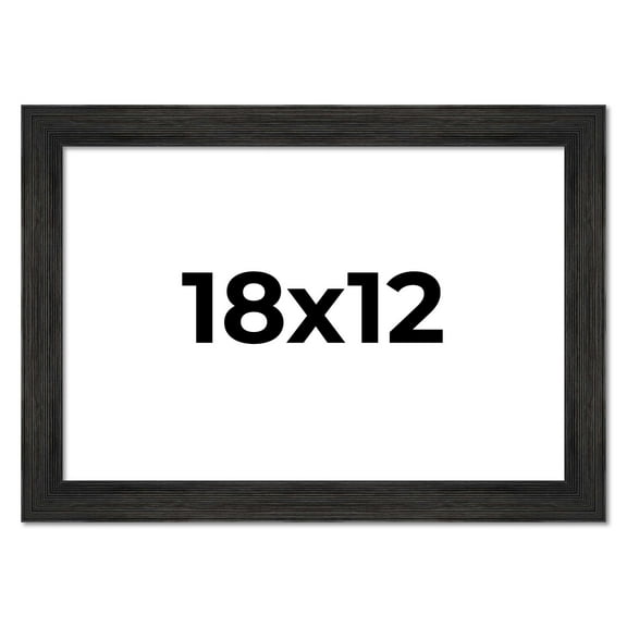 18x12 Black Rustic Wide Barnwood Picture Frame - UV Acrylic, Foam Board Backing, Hanging Hardware