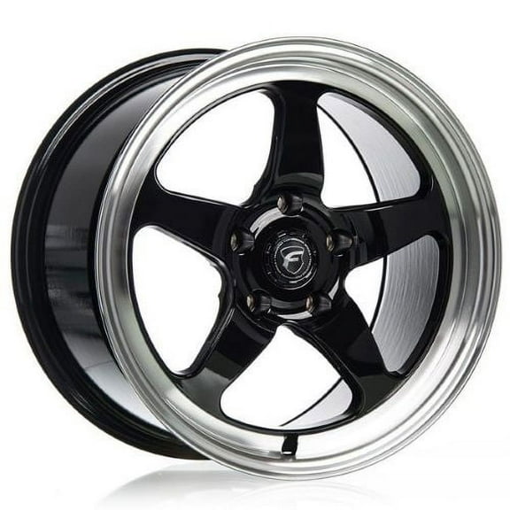18x12 Forgestar F091 D5 Drag Gloss Black Machined Wheel 5x4.75 (50mm)