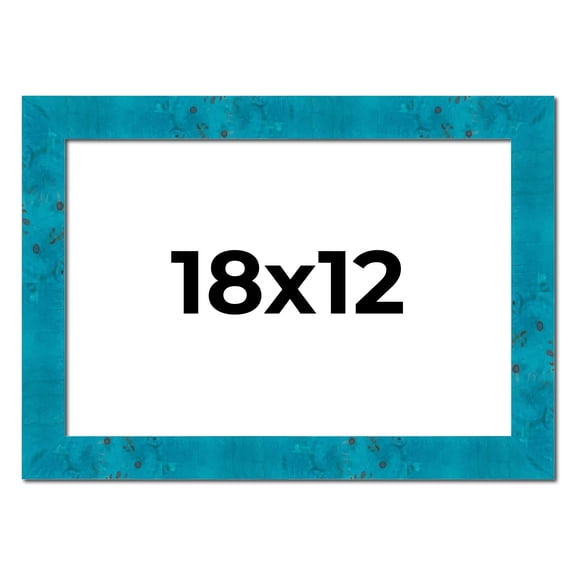 18x12 Frame Blue Teal Burl Wood Picture Frame | 1.75 Inch Moulding Width | Interior Frame Depth 0.5
