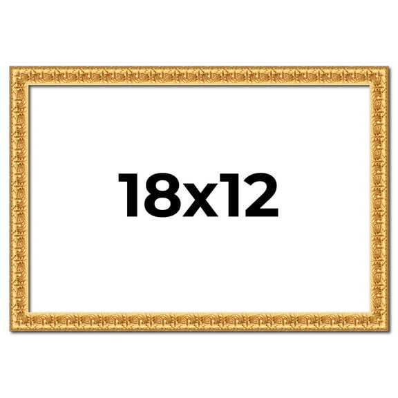 18x12 Frame Gold Real Wood Picture Frame Width 1 inches | Interior Frame Depth 0.5 inches | Edwina