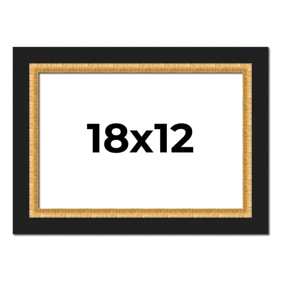 18x12 Frame Gold Real Wood Picture Frame Width 2.25 Inches | Interior Frame Depth 0.5 Inches |