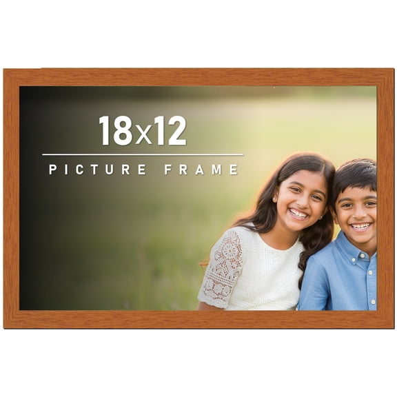 18x12 Frame Honey Pecan Brown Picture Frame - Modern Photo Frame Includes UV Acrylic Shatter Guard