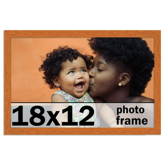 18x12 Frame Honey Pecan Brown Picture Frame - Modern Photo Frame Includes UV Acrylic Shatter Guard