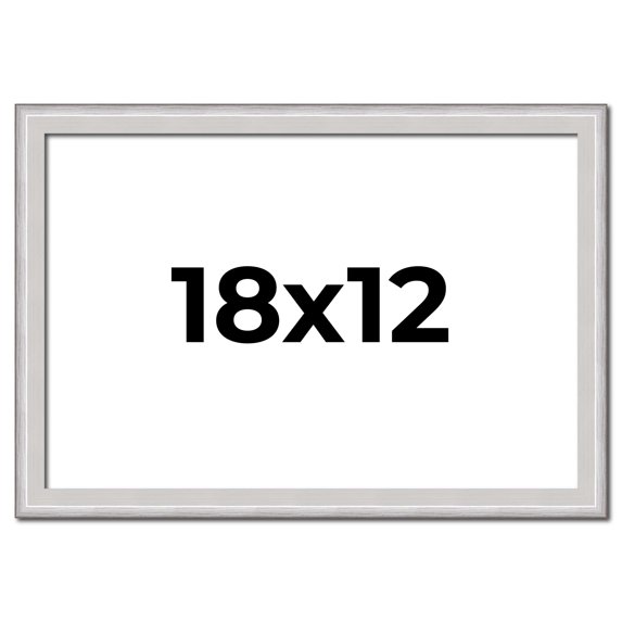 18x12 Frame Silver Inner Slope Bevel Picture Frame | 1 Inch Moulding Width | 0.75 Inch Rabbet Depth