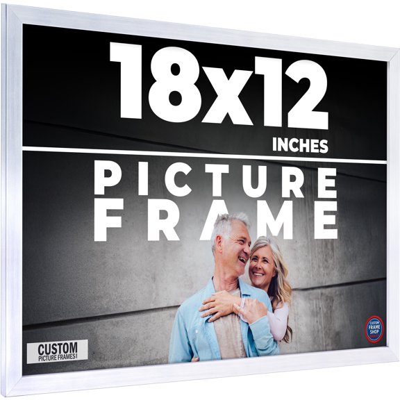 18x12 Frame Silver Real Wood Picture Frame Width 0.75 inches | Interior Frame Depth 0.5 inches |