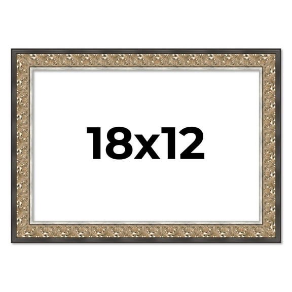 18x12 Frame Silver Real Wood Picture Frame Width 1.75 Inches | Interior Frame Depth 0.5 Inches |