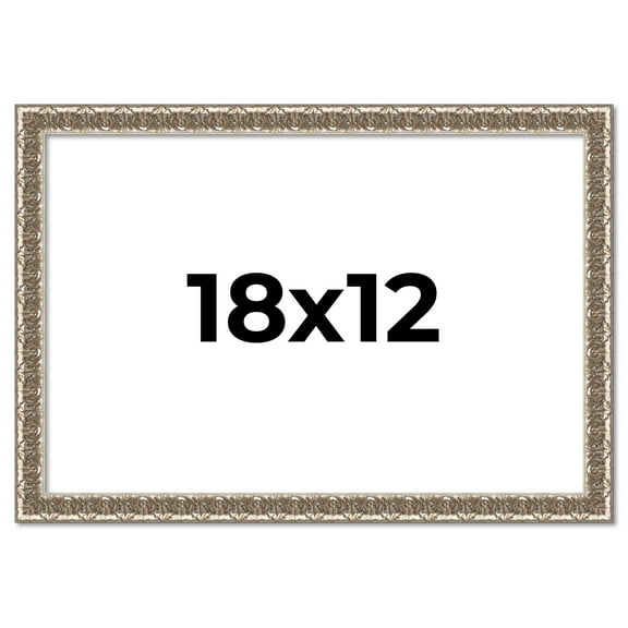 18x12 Frame Silver Versailles Ornate Solid Wood Picture Frame | 1 Inch Moulding Width | Interior