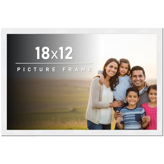 18x12 Frame White Solid Wood Picture Frame Includes UV Acrylic Shatter Guard Front, Acid Free Foam