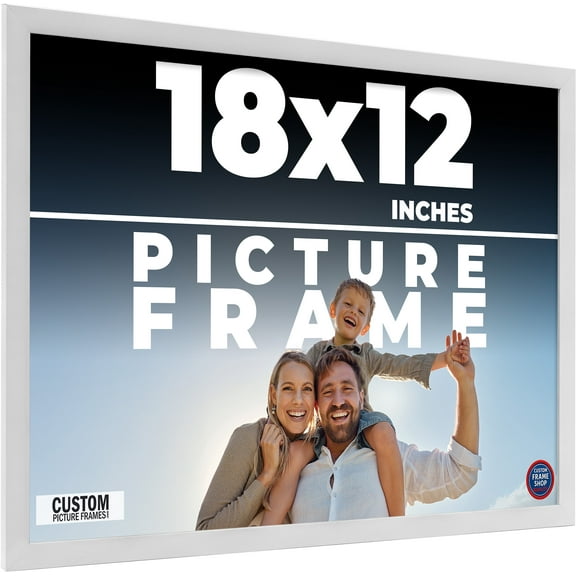18x12 Frame White Solid Wood Picture Frame Includes UV Acrylic Shatter Guard Front, Acid Free Foam