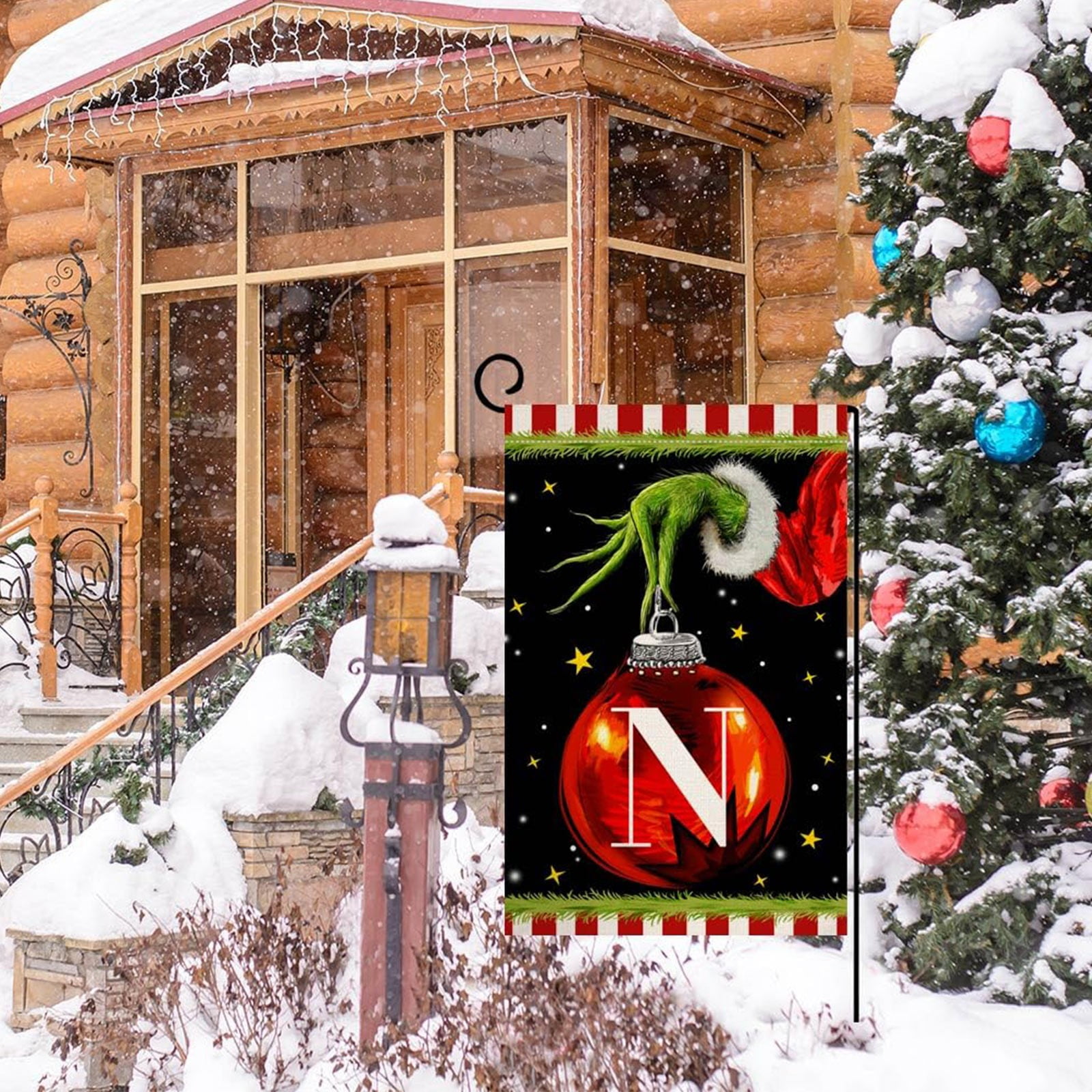 18x12" Grinch Flag, Grinch Christmas Decorations, Christmas Tree