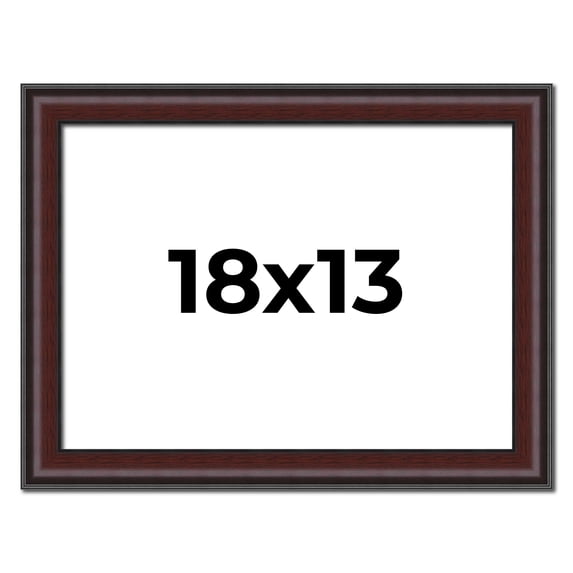 18x13 Frame Brown Round Mahogany Solid Wood Picture Frame | 1.625 Inch Moulding Width | with UV