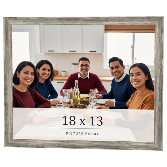 18x13 Frame Grey Solid Wood Picture Frame Width 1 Inches | Interior Frame Depth 0.5 Inches |