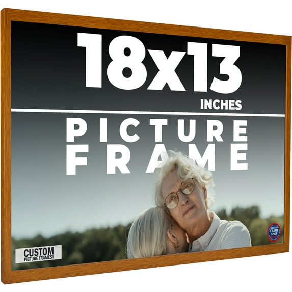 18x13 Honey Brown Real Wood Picture Frame Width 0.75 inches | Interior Frame Depth 0.5 inches |