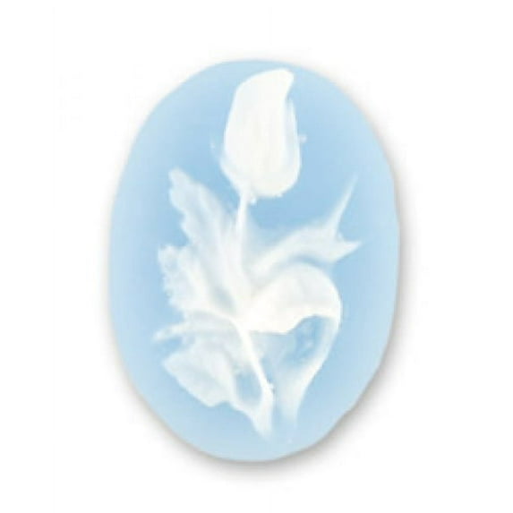 18x13mm Oval Fashion Cameo Blue Rose - Pack of 4