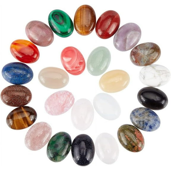 18x13mm Oval Gemstone Cabochons 25 Styles Flatback Synthetic Dome Cabs for Jewelry Making Photo Frame Home Decor Mixed Color DIY