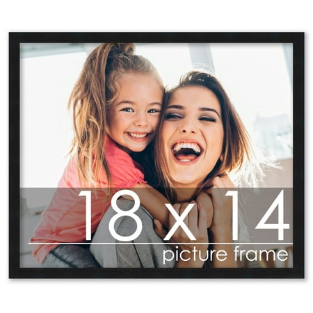 18x14 Black Wood Picture Frame - UV Acrylic, Foam Board Backing, Hanging Hardware