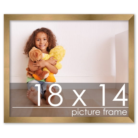 18x14 Gold Bronze Wood Picture Frame - UV Acrylic, Foam Board Backing, Hanging Hardware