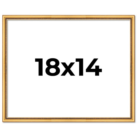 18x14 Frame Beaded Gold Solid Wood Picture Frame | 0.75 Inches Moulding Width | Liscio Oro
