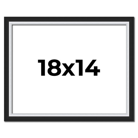 18x14 Frame Black & Silver Solid Wood Picture Frame Width 1.25 Inches | Interior Depth 0.75 Inches
