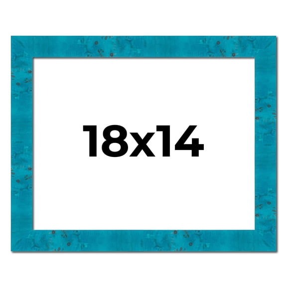 18x14 Frame Blue Teal Burl Wood Picture Frame | 1.75 Inch Moulding Width | Interior Frame Depth 0.5
