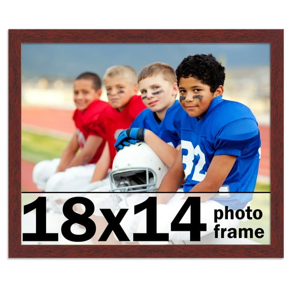 18x14 Frame Brown Mahogany Picture Frame - Solid Wood Frame Kit Includes UV Acrylic Plexiglass,