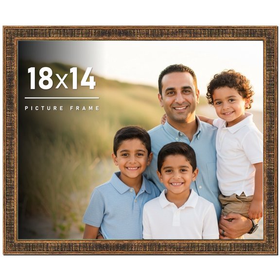 18x14 Frame Gold Solid Wood Picture Frame - Complete Modern Photo Frame Includes UV Acrylic