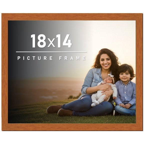 18x14 Frame Honey Pecan Brown Picture Frame - Modern Photo Frame Includes UV Acrylic Shatter Guard