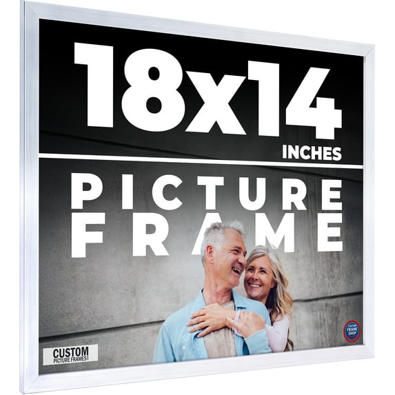 18x14 Frame Silver Stainless Steel Solid Wood Picture Frame | 0.75 Inch Moulding Width | Includes