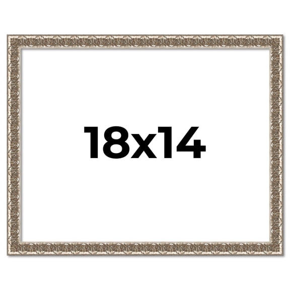 18x14 Frame Silver Versailles Ornate Solid Wood Picture Frame | 1 Inch Moulding Width | Interior