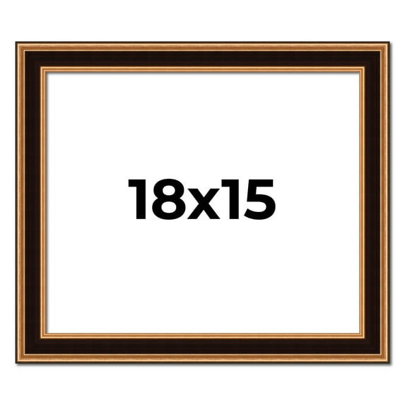 18x15 Frame Gold Brown Plein Air Vintage Solid Wood Picture Frame | 1.75 Inches Moulding Width |