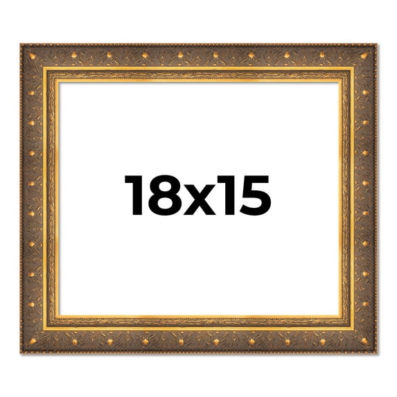 18x15 Frame Vintage Gold Solid Wood Picture Frame | 2.5 Inch Moulding Width | Ornate Bronze Museo