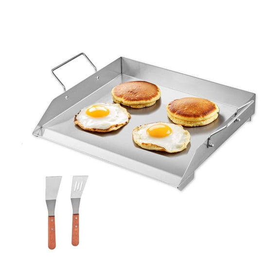 18x16 Flat Top Griddle Stainless Steel - Universal BBQ Grill Pan Cookware for Gas Stovetop - Heavy Duty Cooking Surface - Non-Stick Cooking