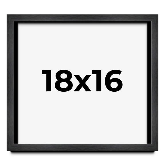 18x16 Frame Black Charcoal Grey Wood Textured Picture Frame | 0.75 Inch Moulding Width | Gunmetal