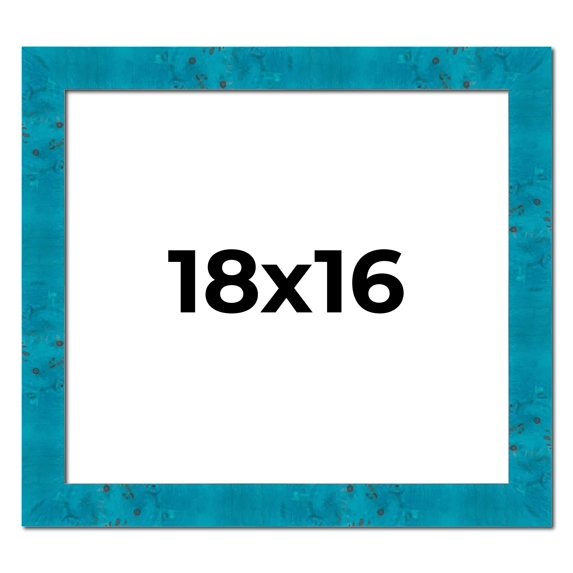 18x16 Frame Blue Teal Burl Wood Picture Frame | 1.75 Inch Moulding Width | Interior Frame Depth 0.5