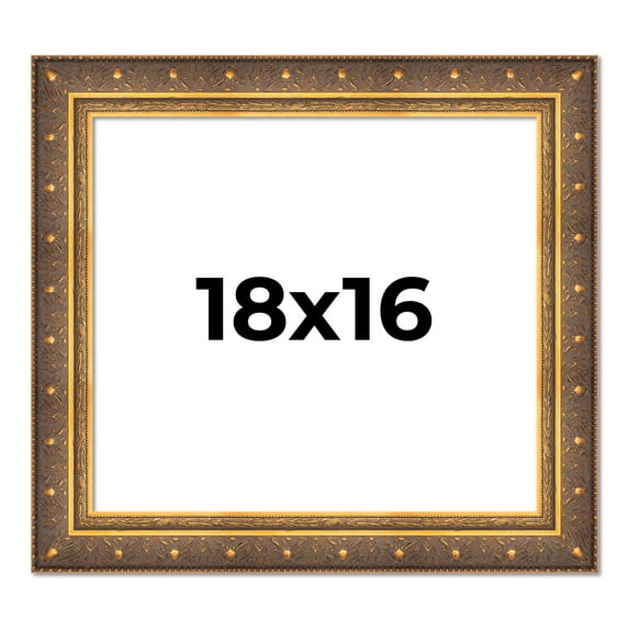 18x16 Frame Vintage Gold Solid Wood Picture Frame | 2.5 Inch Moulding Width | Ornate Bronze Museo