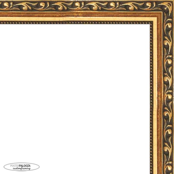 18x16 Gold with Black Wood Picture Frame - UV Acrylic, Foam Board Backing, Hanging Hardware