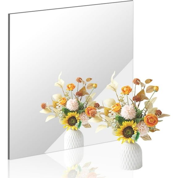 18x18 in Acrylic Mirror Sheet for Wall, 2.5mm Thick Unbreakable Non Glass Body Mirror Tile Self Adhesive Mirror Stickers Rectangular Wall Mirror for Bathroom Bedroom Home Gym Door Decor