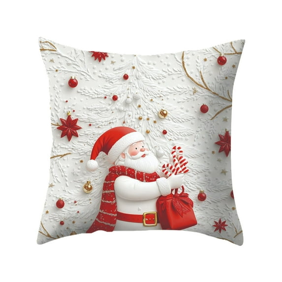 18x18 Christmas Throw Pillow Covers, Xmas Decoration Cushion, Winter Holiday Decorative Pillow Case, Santa Claus Snowman Pillowcase, Indoor Home Bedroom Sofa Couch Decor