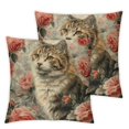 18x18 DoubleSided Red Floral Throw Pillow Covers, Home or Office Decor