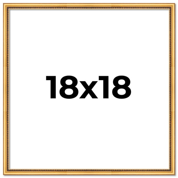 18x18 Frame Beaded Gold Solid Wood Picture Frame | 0.75 Inches Moulding Width | Liscio Oro